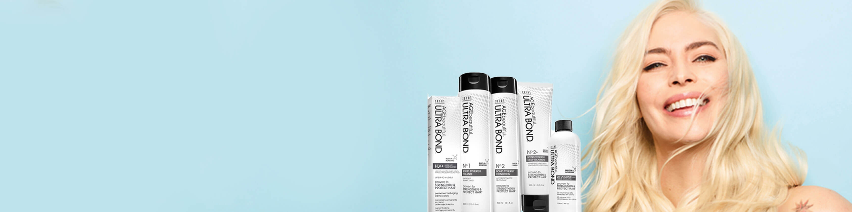 Blonde woman with UltraBond products